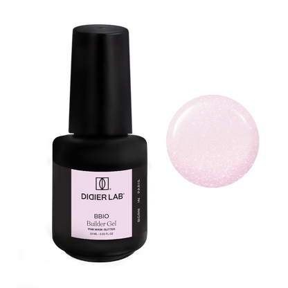 Builder Gel BBIO, Didier Lab, Pink Mask Glitter, HEMA and TPO free, 15ml