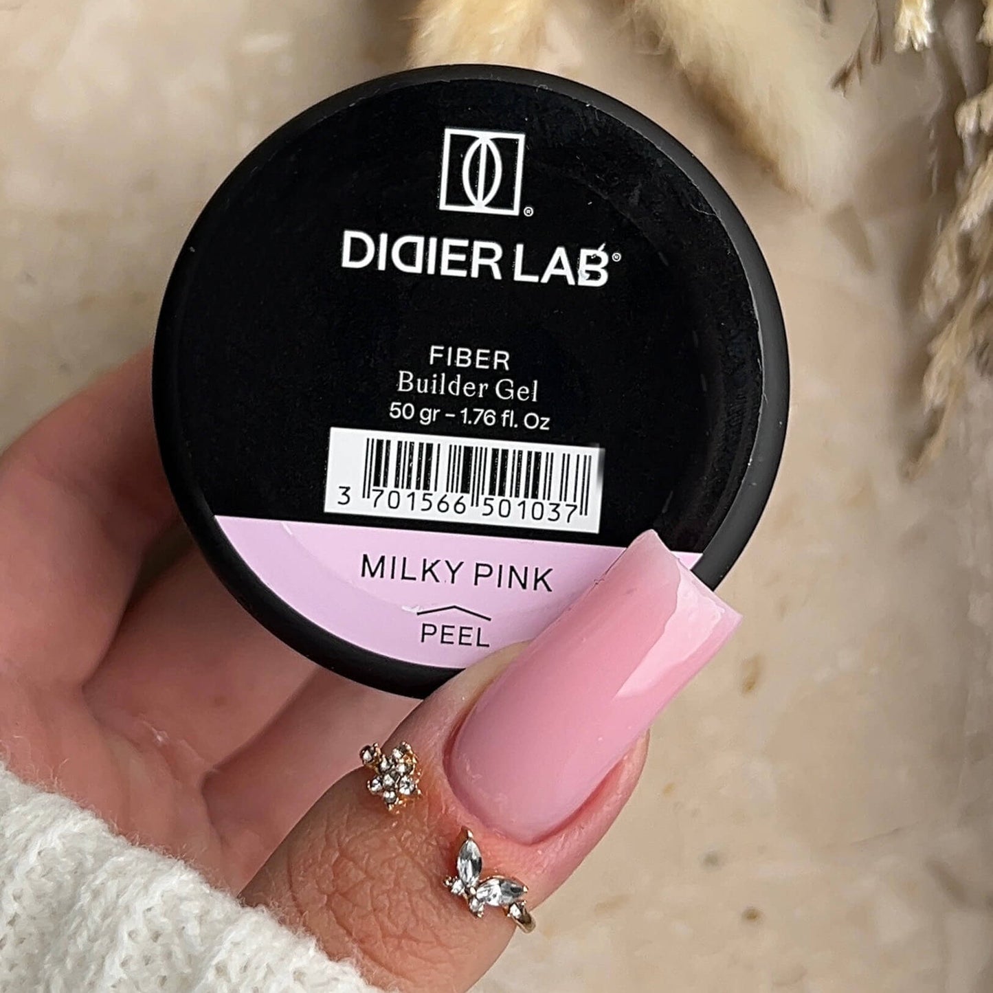 Fiber Builder Gel Didier Lab, Milky Pink, HEMA and TPO free, 50g