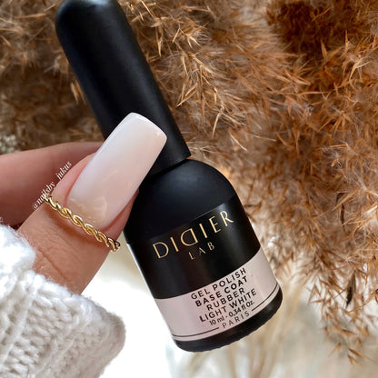 For short nails, Rubber Base Coat, Didier Lab, Light White, HEMA and TPO Free, 10 ml
