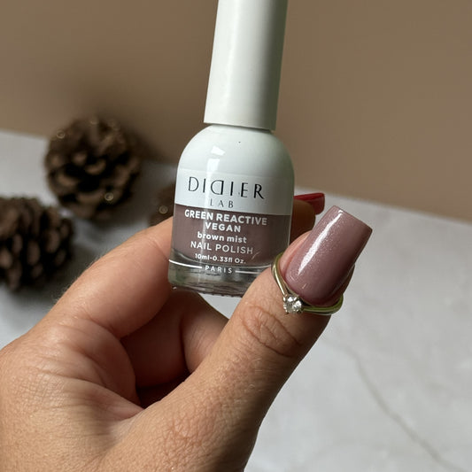 Green Reactive Vegan Nail Polish, Didier Lab, Brown Mist, HEMA and TPO free, 10 ml