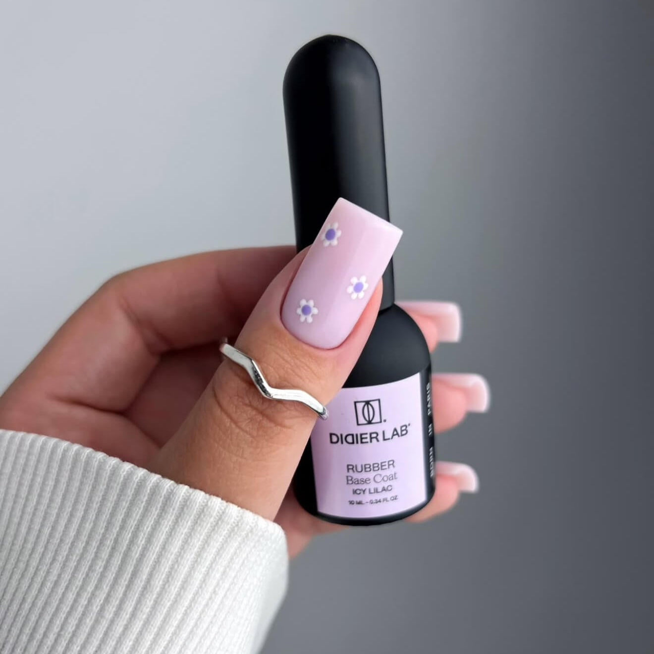 Gel Polish, Rubber Base Coat, Icy Lilac, HEMA and TPO Free, 10ml