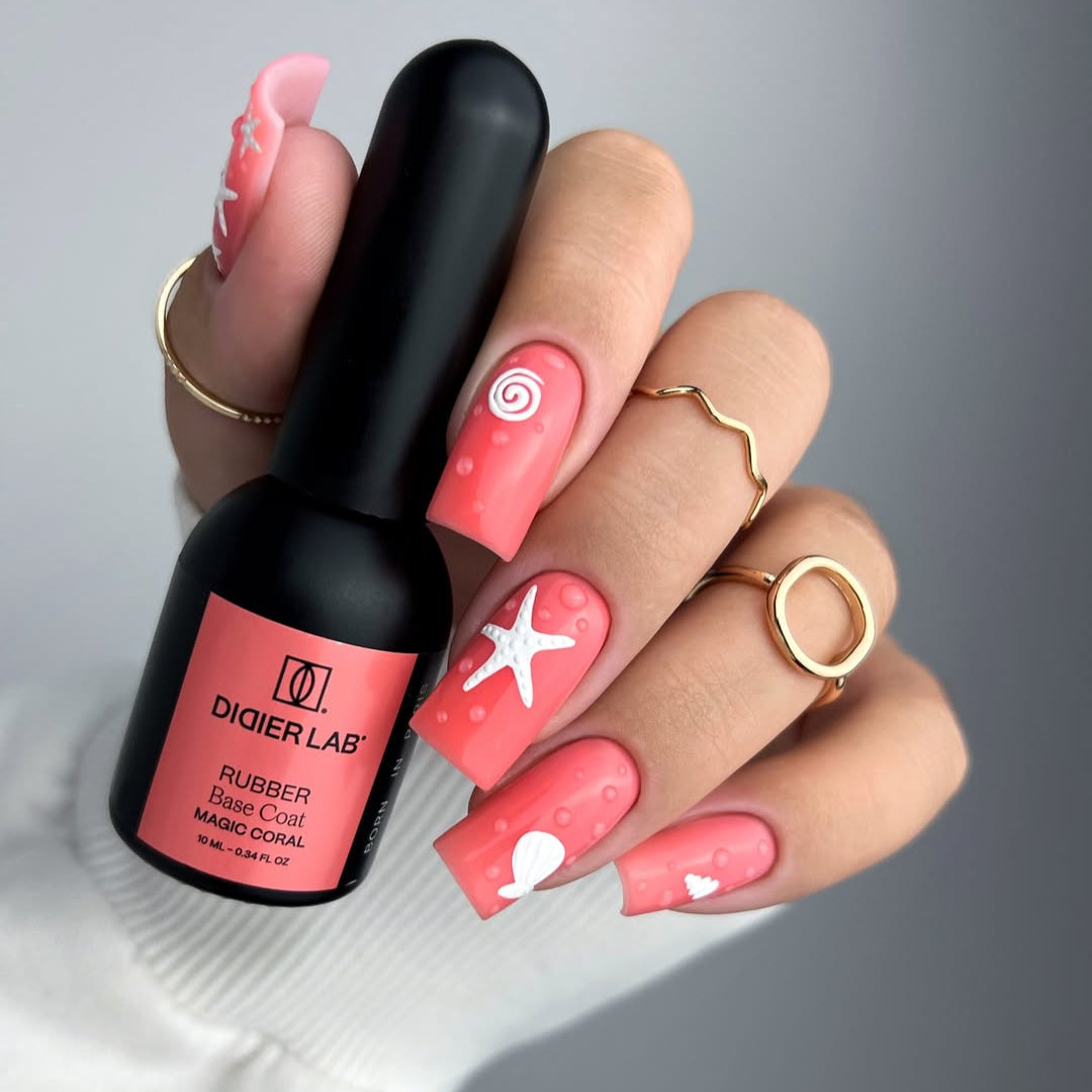 Gel Polish, Rubber Base Coat, Magic Coral, HEMA and TPO Free, 10ml