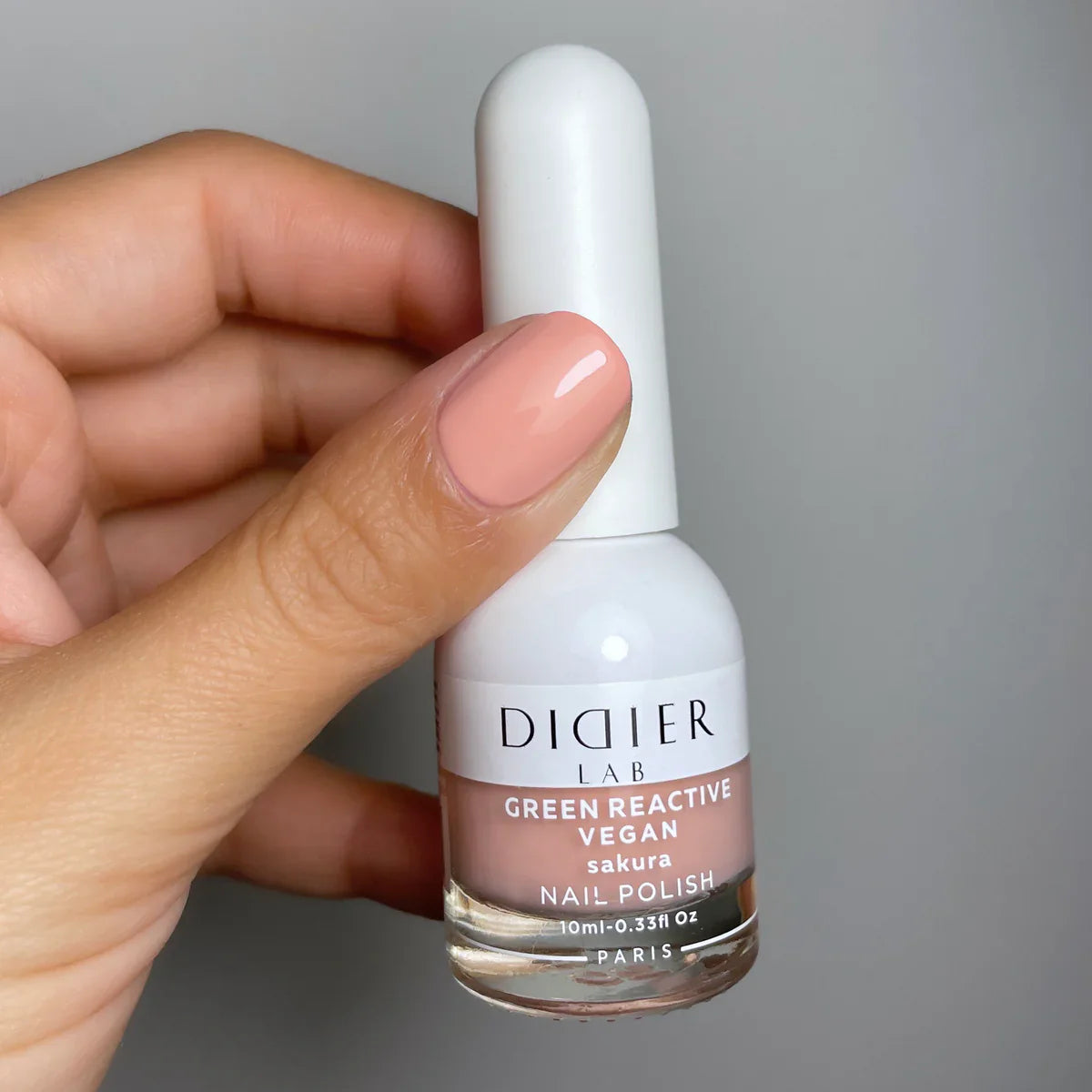 Green Reactive Vegan Nail Polish, Didier Lab, Sakura, HEMA and TPO free, 10 ml